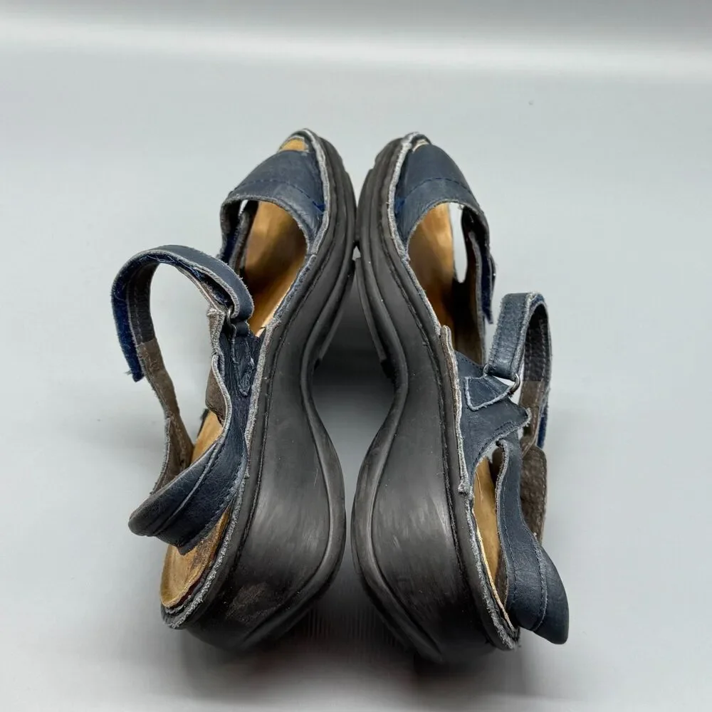Naot Papaya Women's 9.5 Navy Leather Strappy Sandals Wedge Classic Comfort
